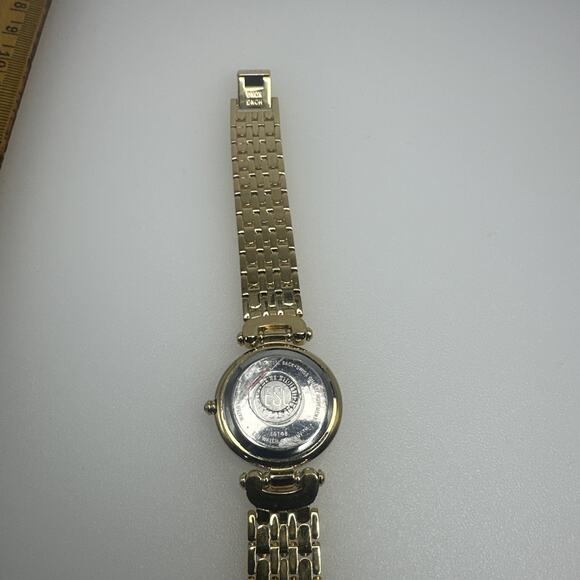 ESQ Esquire by Movado Watch Ladies Gold Tone Crystal Bezel Runs Well Elegant - Picture 7 of 11